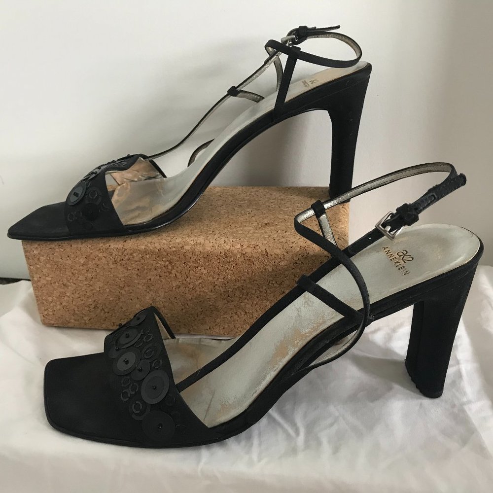 Anne Klein black strappy sequined formal sandals